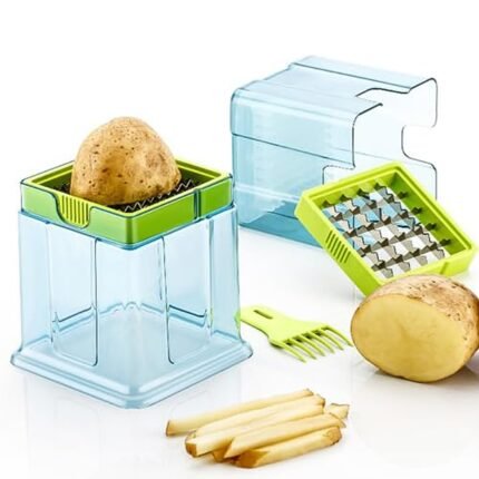 2-in-1 Potato Chipper Slicer, French Fries Maker with Two for Finger Chips, Plastic Kitchen Accessory, Vegetable Fruit Cutter (1 Pc)
