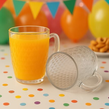 Mocktail Mug Glass Set 2 Pc, 400 ML Each Stylish Glass Mugs for Cocktails, Juices, and Cold Beverages